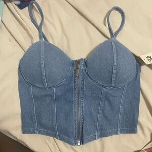 Blue denim corset top #corsettop